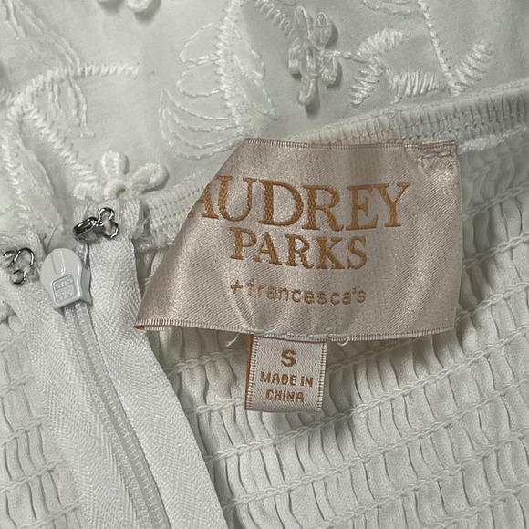 Francesca's Audrey Parks White Floral Eyelet Tie Strap Mini Dress Cottagecore SM - Picture 7 of 8